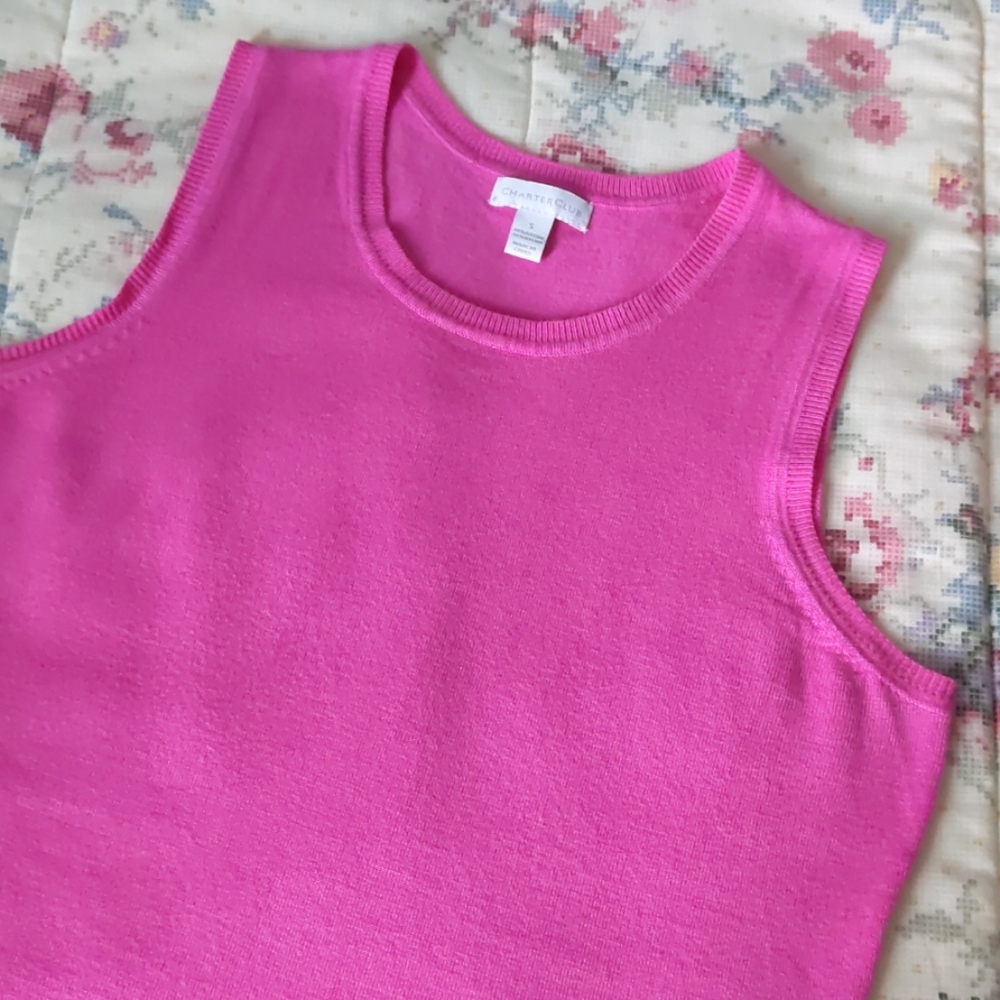 Charter Club Pink Sleeveless Lightweight Sweater,S